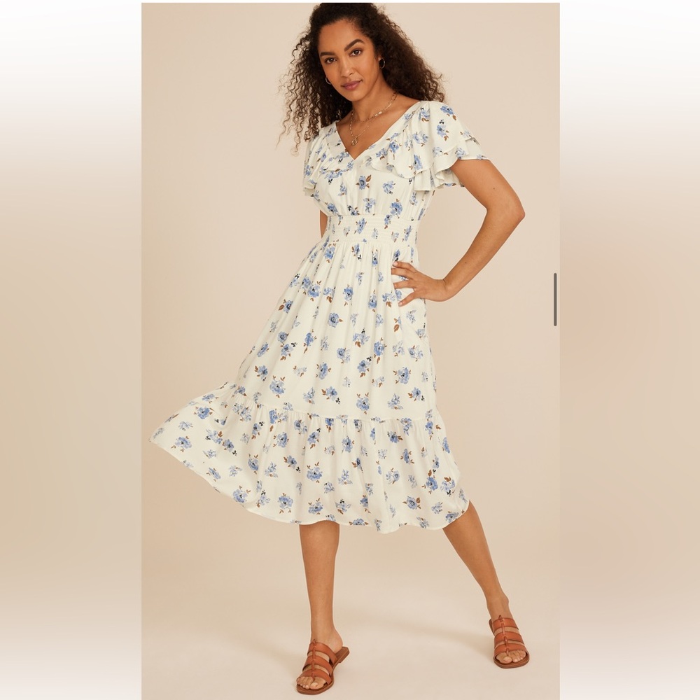 Maurices Blue Floral Midi Dress XL NWT